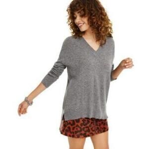 Charter Club Cashmere Oversized V-Neck Sweater Coffee Kiss S
